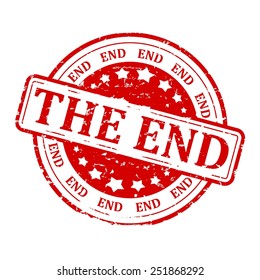 Damaged Round red stamp with the words - the end - vector