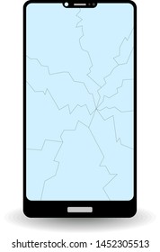 damaged smartphone with cracked display isolated on white background vector illustration