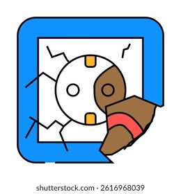 damaged socket line icon vector. damaged socket sign. isolated symbol illustration