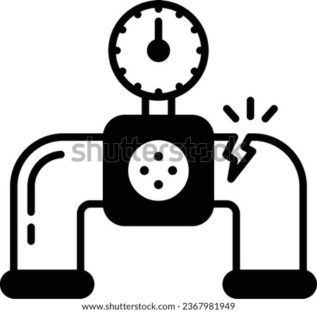 Damaged Supply Tube vector color icon design, Handyman Services symbol, House Repairing sign, Civil Engineering and Building Contractor, Short radius elbows with Single Turbine flow meter concept