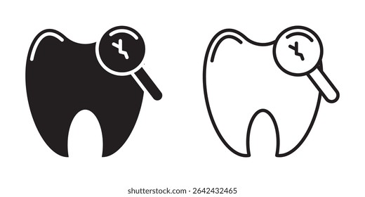 Icono dañado de los dientes en el fondo blanco