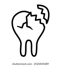 Ícone de dentes danificados. Ícone de dentes não saudáveis. Ícone de assistência médica dentária com traço editável