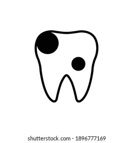 damaged tooth  black vector icon. toothache icon 