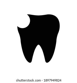 damaged tooth  black vector icon. toothache icon 