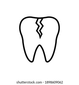 damaged tooth  black vector icon. toothache icon 