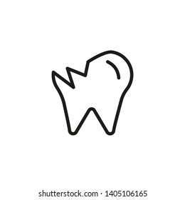 Damaged tooth line icon. Chipping, molar, enamel. Teeth health concept. Vector illustration can be used for topics like dentist, dentistry, toothache, illness