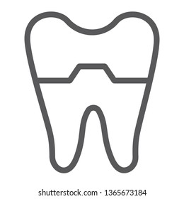Damaged tooth line icon, dentist and dental, cracked tooth sign, vector graphics, a linear pattern on a white background, eps 10.