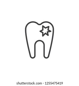 Damaged tooth outline icon. linear style sign for mobile concept and web design. Decay tooth simple line vector icon. Dental caries symbol, logo illustration. Pixel perfect vector graphics