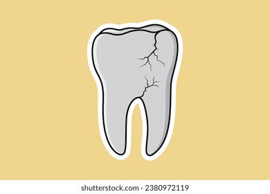 Damaged Tooth Sticker vector illustration. Healthcare and medical objects icon design concept. Dentist tooth object sticker logo design.