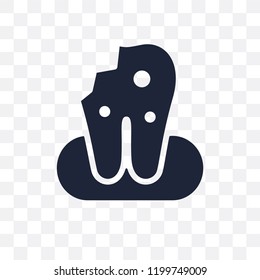 Damaged tooth transparent icon. Damaged tooth symbol design from Dentist collection. Simple element vector illustration on transparent background.