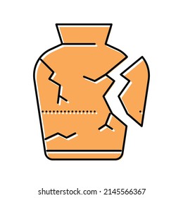 damaged vase color icon vector. damaged vase sign. isolated symbol illustration