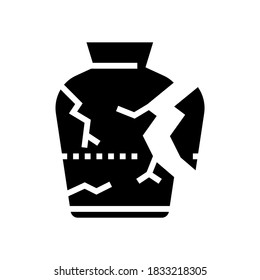 vectores de icono de glifo con jarrón dañado. signo de jarrón dañado. símbolo de contorno aislado ilustración negra