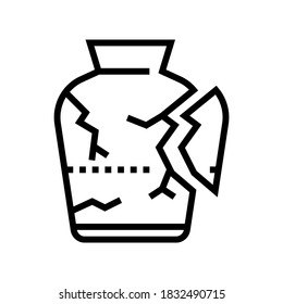 damaged vase line icon vector. damaged vase sign. isolated contour symbol black illustration