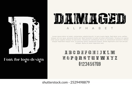 Damaged vector alphabet font for logo design