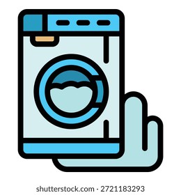 Damaged washing machine icon. Outline Damaged washing machine vector icon for web design isolated on white background color flat