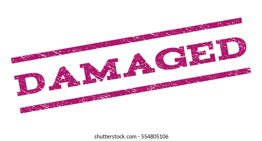 Damaged watermark stamp. Text caption between parallel lines with grunge design style. Rubber seal stamp with dirty texture. Vector purple color ink imprint on a white background.