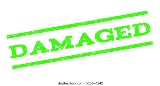 Damaged watermark stamp. Text tag between parallel lines with grunge design style. Rubber seal stamp with dust texture. Vector light green color ink imprint on a white background.
