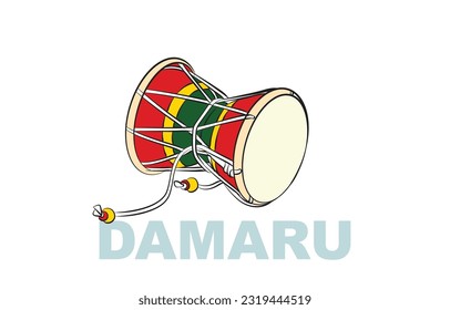 damaru indian music instruments color vector illustration