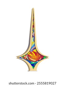 The Damascene Sword Monument (Syria). Colored monument on a white background. Vector art illustration