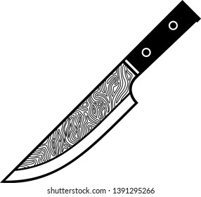 Damascus Chef Knife Logo Icon Vector