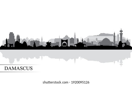 Damascus City Skyline Silhouette Background, Vector Illustration