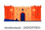 Damascus Gate - modern flat design style single isolated image. Neat detailed illustration of main entrance of the Muslim quarter of the Old City of Jerusalem. Architecture and sights of Israel idea