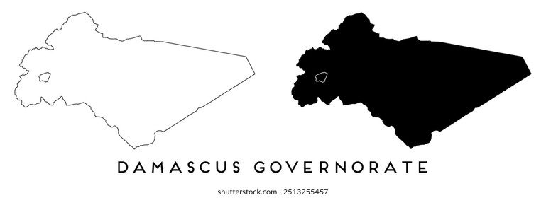 Damaskus Governorate Karte Umriss und schwarze Silhouette Vektor