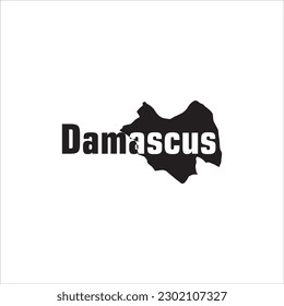 Damascus map and black lettering design on white background