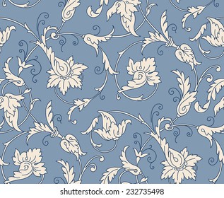 Damascus pattern. Seamless vintage background. Vector illustration. 