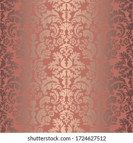 Damaskus nahtloser Blumenhintergrund. Das goldfarbene und beige Tapete, ein luxuriöses Vektor