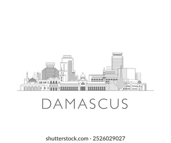 Skyline-Stadtlandschaft von Damaskus, Vektorgrafik