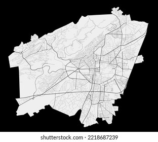 Damascus vector map. Detailed map of Damascus city administrative area. Cityscape panorama. Royalty free vector illustration. Road map with highways, rivers.