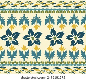 Damask AbstractTraditional Ikat batik boho, Vintage, floral, embroidery yellow pattern illustration design
