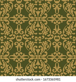 Damask antique ornament in a vector of green color, tile, Wallpaper, fabric, template