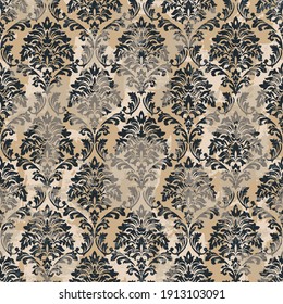 Damask arabesque barroco abstracto papel mural grunge patrón sin fisuras