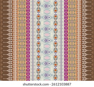 Damask art, ethnic, abstract, Damask pattern, light green, yellow, brown background, vertical multicolored full pattern for textile, clothing, curtains, carpets, blankets, decoration, vector illustrat