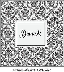 Damask background black with text 2 template/ Editable Eps 10.