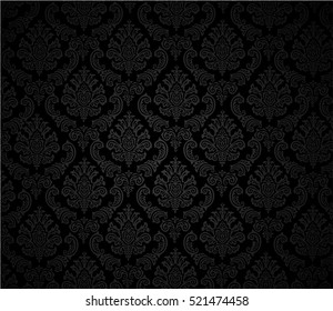 Damask background black, vector Illustration/ Editable Eps 10.