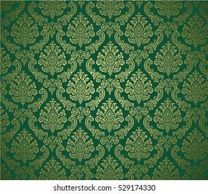 Damask background green/ Editable Eps10.