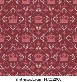 Damask background pattern. Royal style background image. Seamless pattern, wallpaper texture. Vector image, vintage.