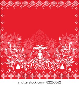  Damask baroque floral background