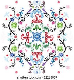  Damask baroque floral background