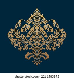 Damask baroque ornament. Ornate element for design in Victorian style. It can be used for decorating of wedding invitations, greeting cards, decoration for bags and clothes.
Vector illustration.