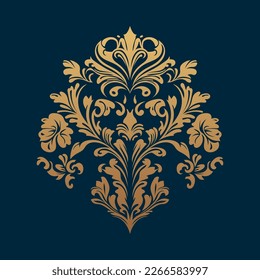 Damask baroque ornament. Ornate element for design in Victorian style. It can be used for decorating of wedding invitations, greeting cards, decoration for bags and clothes.
Vector illustration.