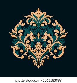 Damask baroque ornament. Ornate element for design in Victorian style. It can be used for decorating of wedding invitations, greeting cards, decoration for bags and clothes.
Vector illustration.