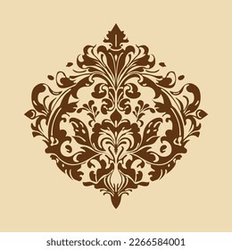 Damask baroque ornament. Ornate element for design in Victorian style. It can be used for decorating of wedding invitations, greeting cards, decoration for bags and clothes.
Vector illustration.