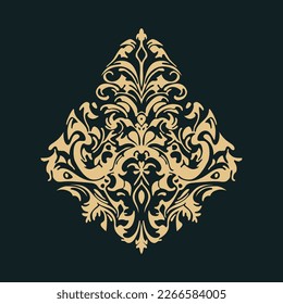 Damask baroque ornament. Ornate element for design in Victorian style. It can be used for decorating of wedding invitations, greeting cards, decoration for bags and clothes.
Vector illustration.