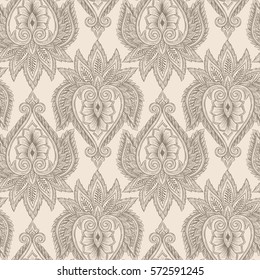 Damasco hermoso fondo con estilo antiguo, lujosa ornamentación, estampado a la moda sin costura, papel de paredes vectorial real, papel de envoltura floral, tela de muestra para decoración y diseño