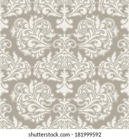 Damask beautiful background with rich, old style, luxury ornamentation, beige fashioned seamless pattern, elegant, royal vector wallpaper, floral wrapping paper, swatch fabric for decoration, design