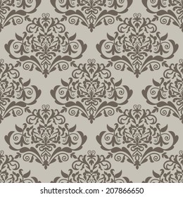 Damask beautiful background with rich, old style, luxury ornamentation, fashioned seamless pattern, royal vector wallpaper, floral wrapping paper, swatch fabric for decoration and design